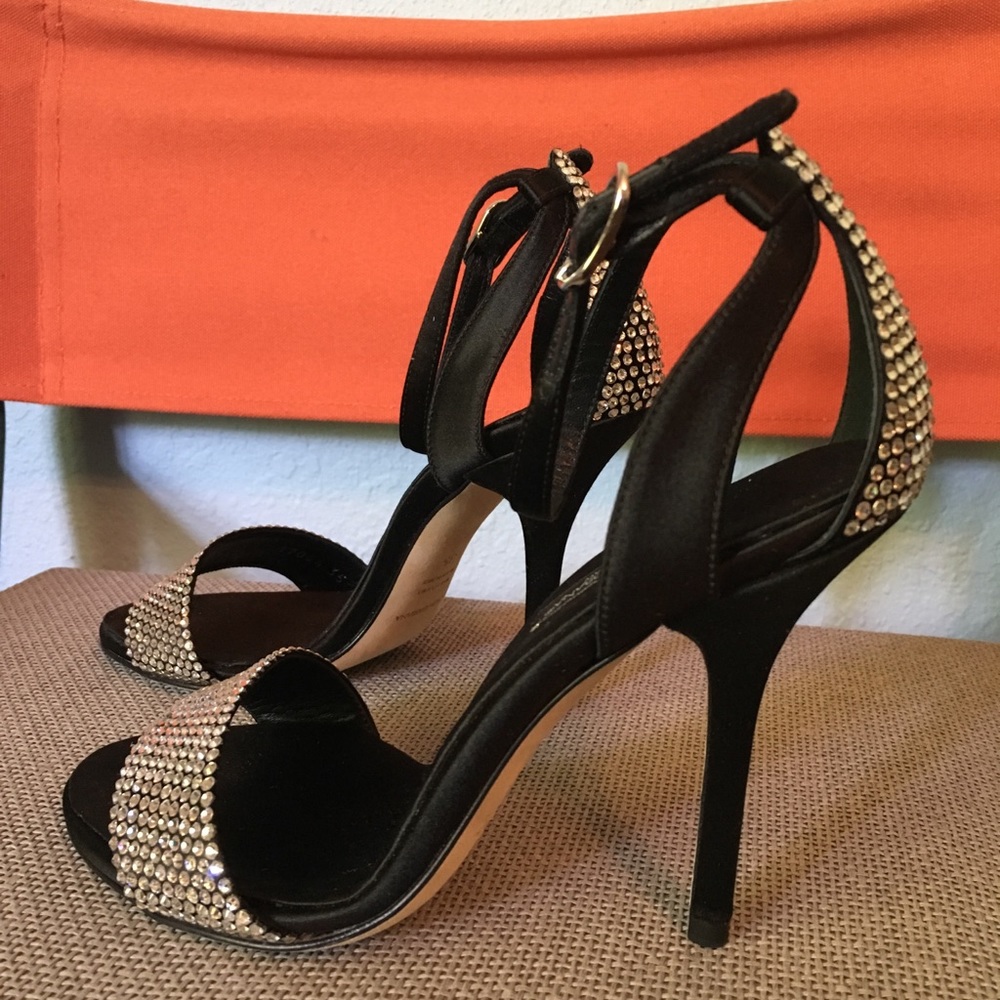 Dolce and Gabbana Black Rhinestone Sandal Heels - Picture 3 of 6